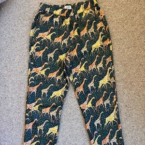 J.Crew Collection Silk Giraffe Print Pants Size 8 | Animal Print Statement